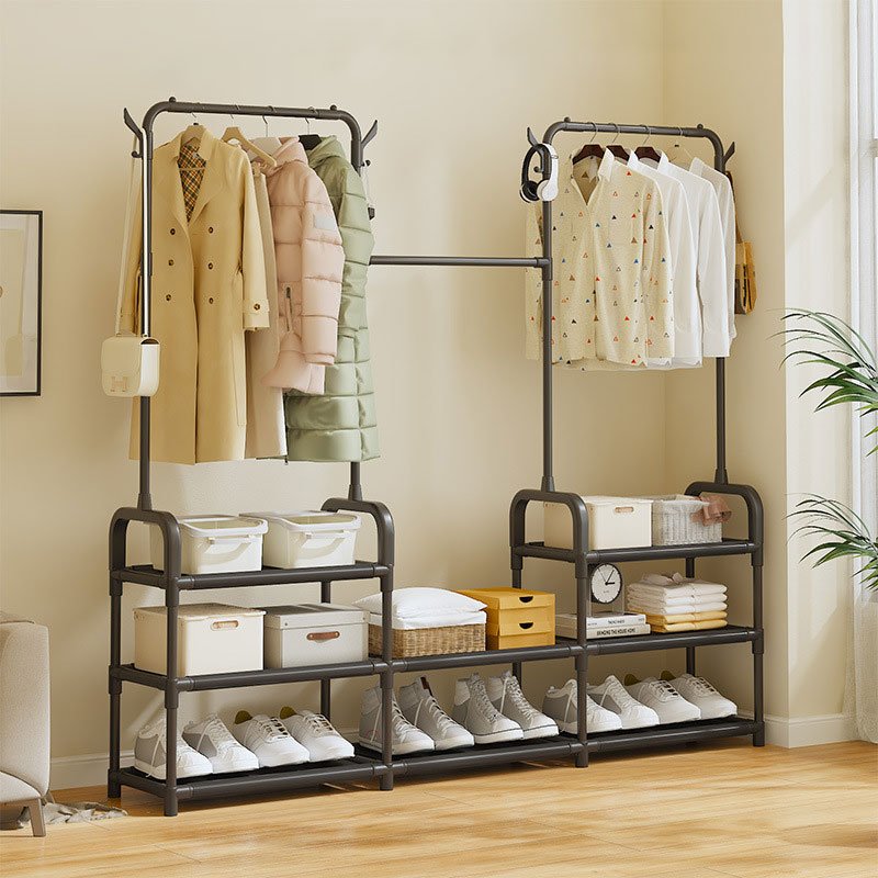 Porte Manteau et Organisateur de Chaussures en Métal de Grande Capacité