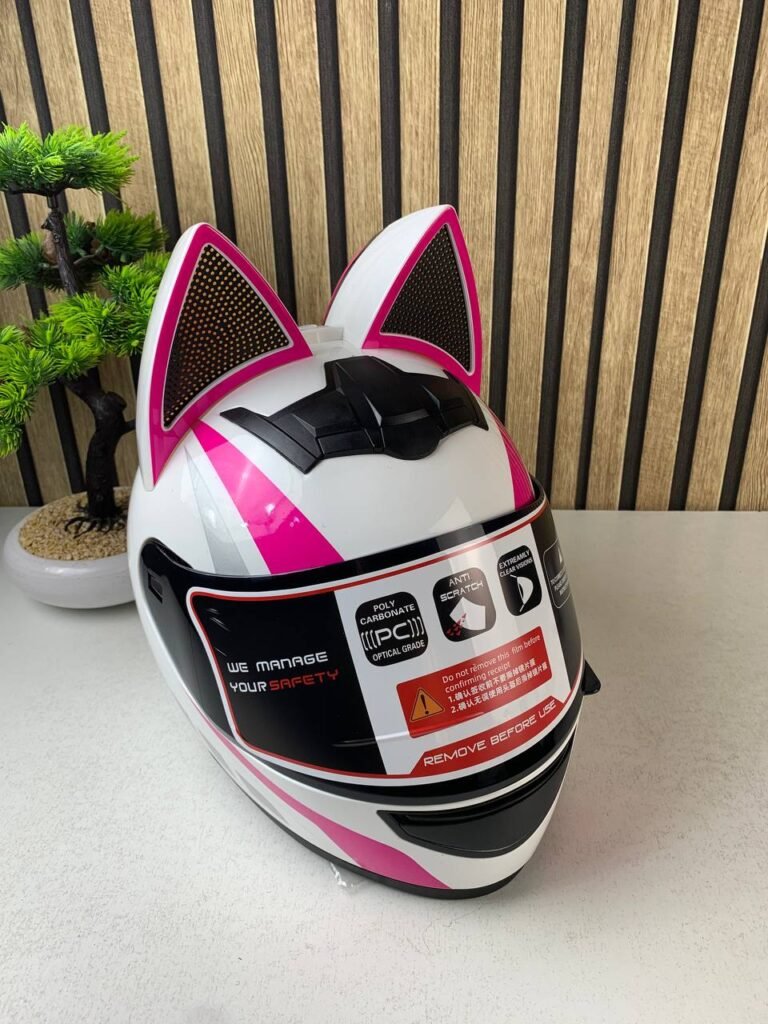 Casque de moto pour femme et fille avec oreilles de chat – Style Unique & Sécurité Certifiée