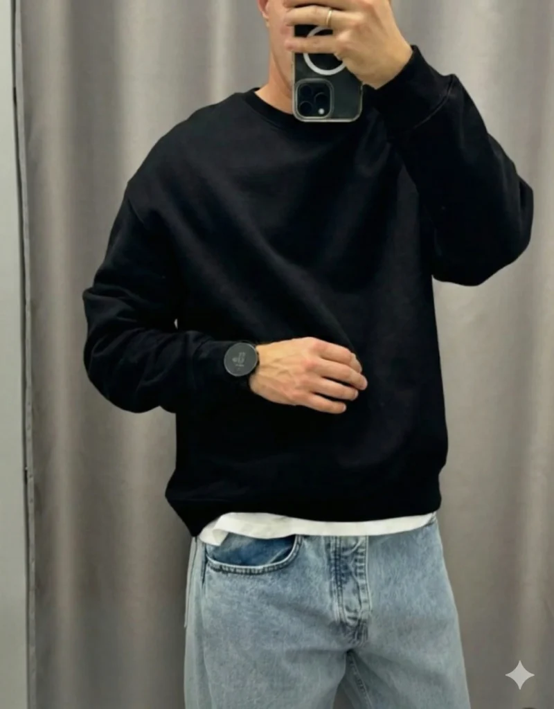 Sweatshirt Oversize Noir / Blanc – Style Urbain Confort & Tendance