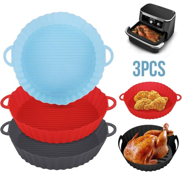 Pack de 3 moules en silicone pour friteuse à air chaud – Cuisine plus propre et pratique avec vos Air Fryers