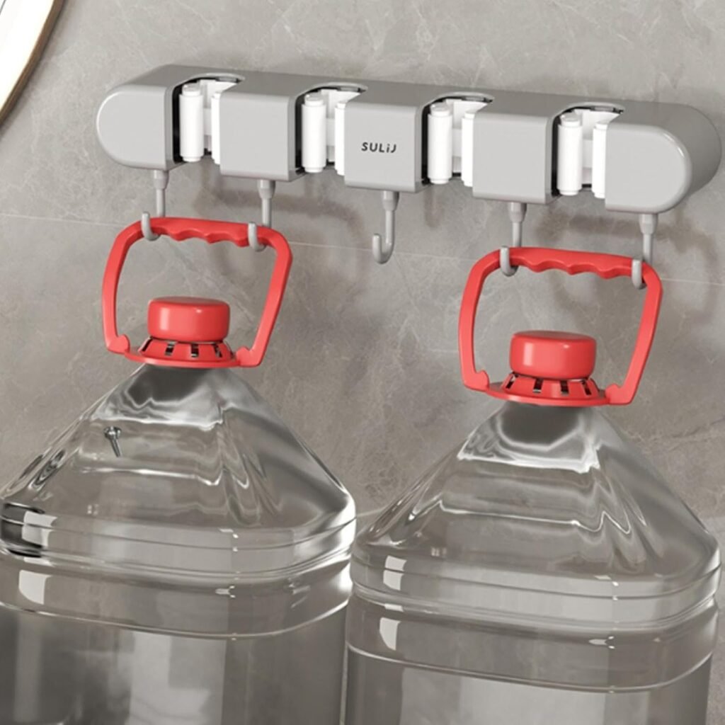 Support mural pour balai avec Crochets pour serpillière – Organisation Pratique & Gain d’Espace