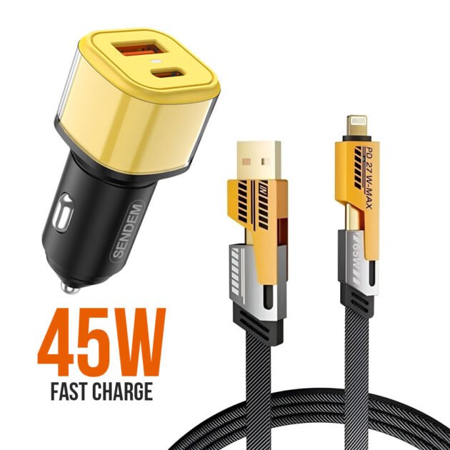 Chargeur Voiture 3en1 Fast Charge 45W – Recharge ultra rapide pour tous vos appareils en voiture