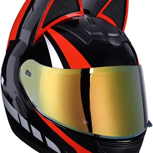Casque de moto pour femme et fille avec oreilles de chat – Style Unique & Sécurité Certifiée