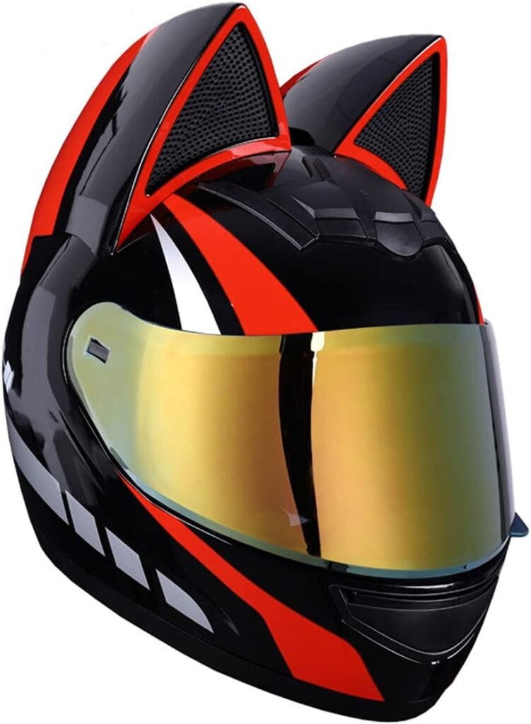 Casque de moto pour femme et fille avec oreilles de chat – Style Unique & Sécurité Certifiée