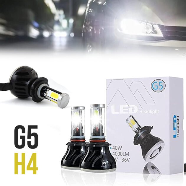 Kit Lampe de phare H4 LED 4 Directions 4000LM – Éclairage Puissant 360° Haute Performance
