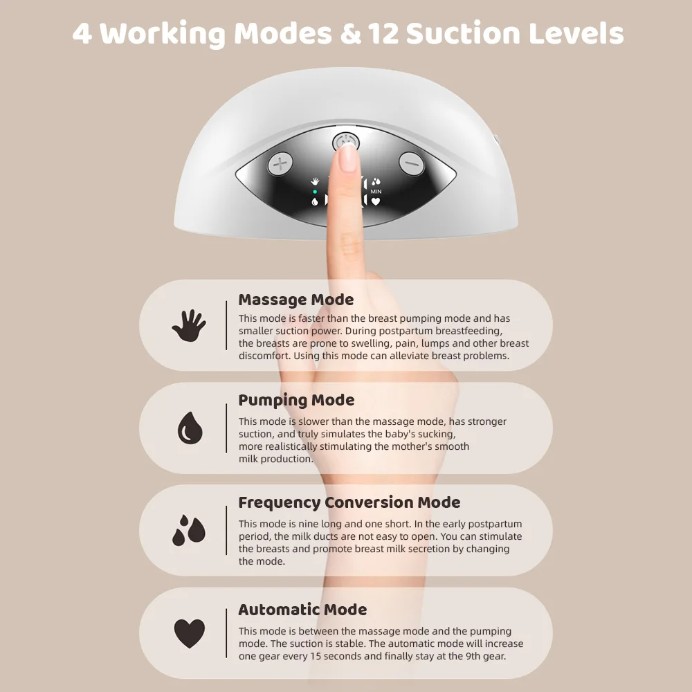 Tire Lait Électrique Mains Libres MY-378 4 Modes 12 Niveaux – Extraction Confortable & Personnalisée
