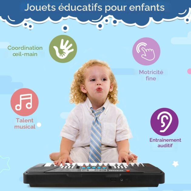 Piano éducatif à clavier électronique pour enfants, avec microphone et 37 touches