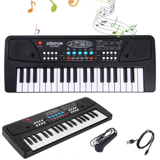 Piano éducatif à clavier électronique pour enfants, avec microphone et 37 touches – Initiez votre enfant à la musique en s’amusant