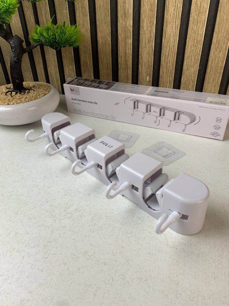 Support mural pour balai avec Crochets pour serpillière – Organisation Pratique & Gain d’Espace