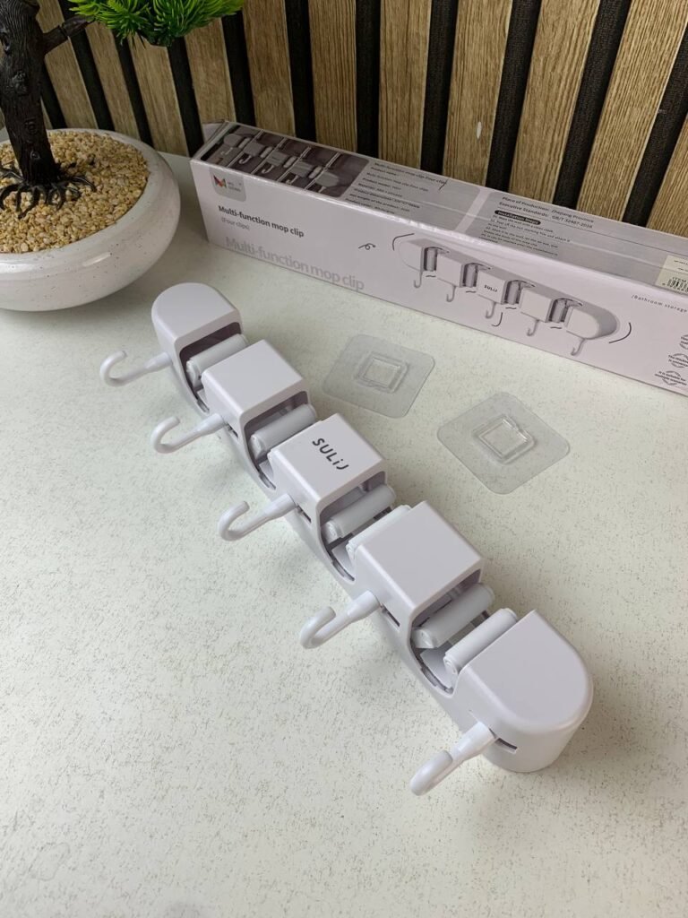 Support mural pour balai avec Crochets pour serpillière – Organisation Pratique & Gain d’Espace