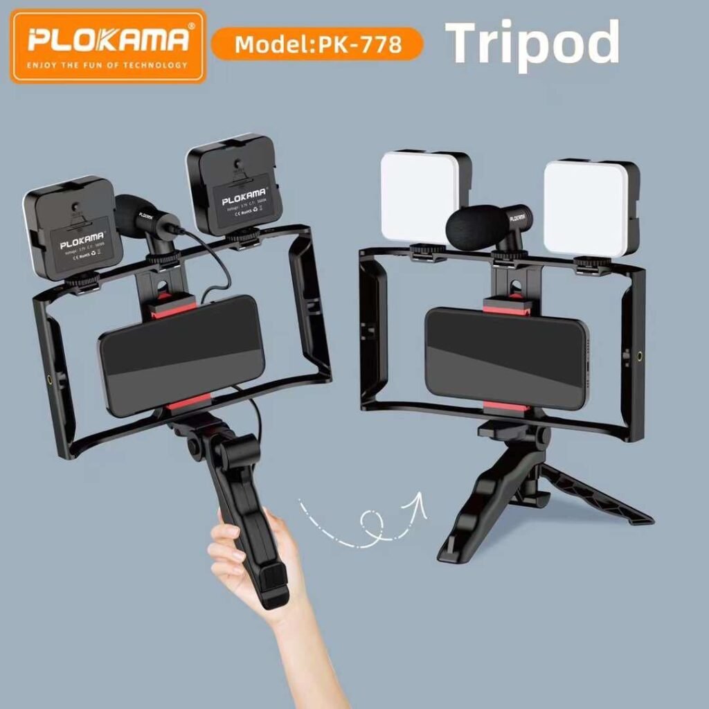 Kit de création de contenu 5 en 1 double éclairage avec microphone haute définition – Studio Portable Complet pour Créateurs