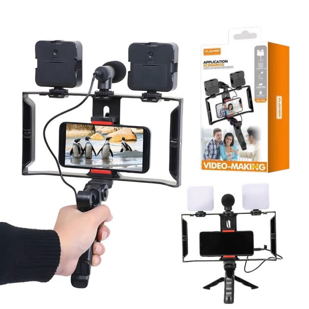 Kit de création de contenu 5 en 1 double éclairage avec microphone haute définition – Studio Portable Complet pour Créateurs