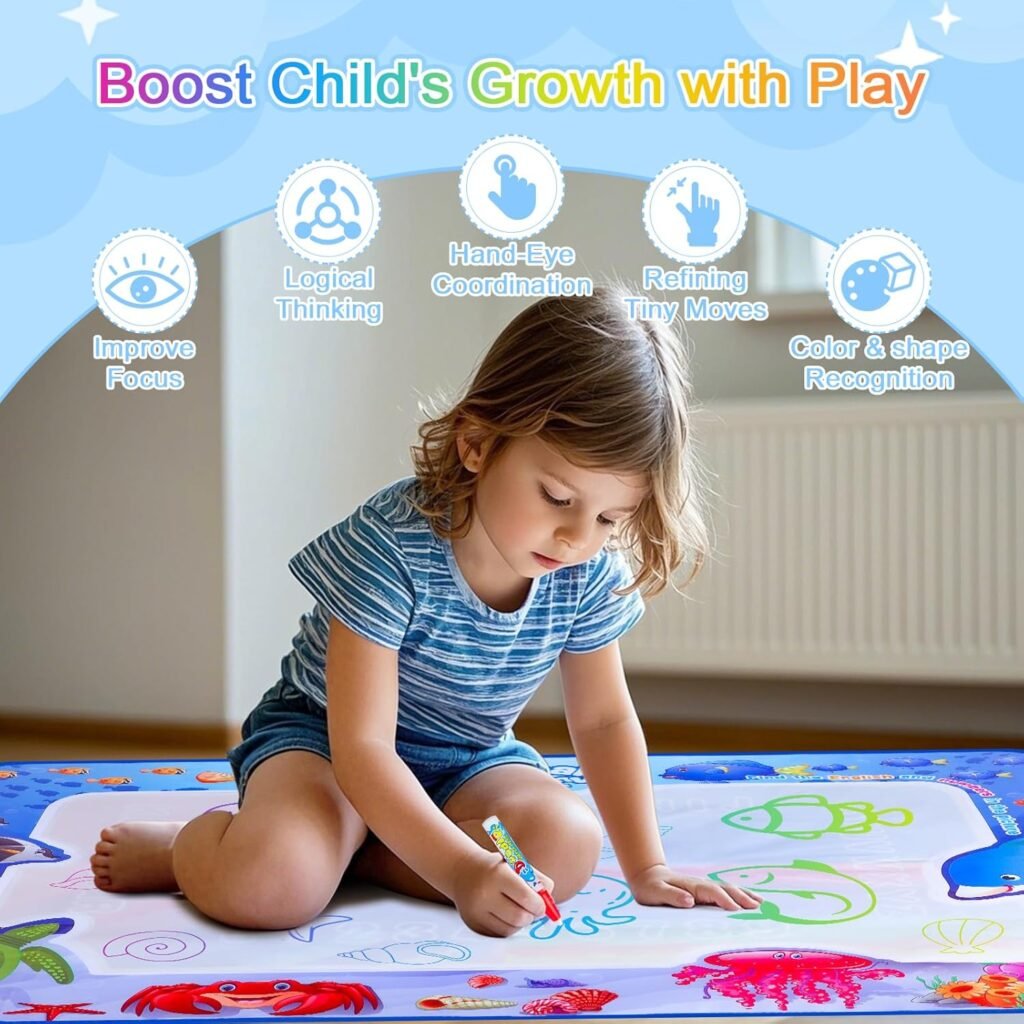 Tapis Water Canvas pour Enfant avec Stylo à Eau – Dessin créatif sans taches pour les petits artistes