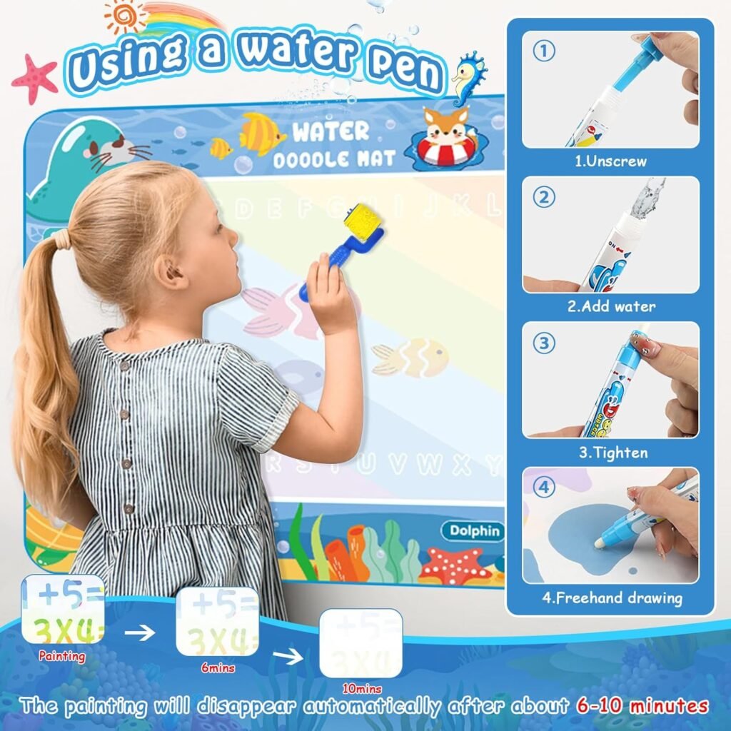 Tapis Water Canvas pour Enfant avec Stylo à Eau – Dessin créatif sans taches pour les petits artistes