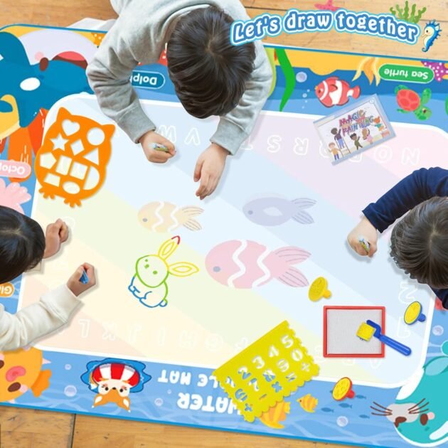Tapis Water Canvas pour Enfant avec Stylo à Eau – Dessin créatif sans taches pour les petits artistes