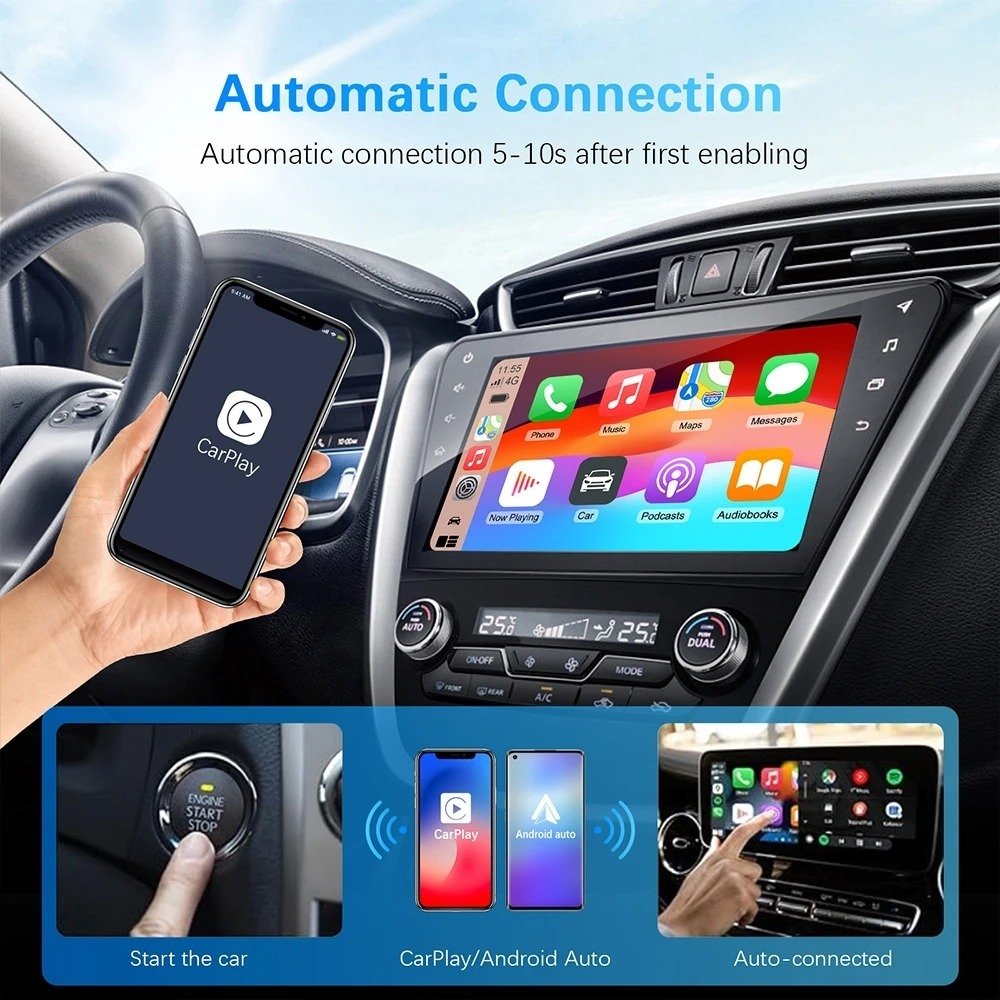 Adaptateur sans fil Android pour voiture Carplay et Android Auto – Connexion Instantanée & Liberté Totale