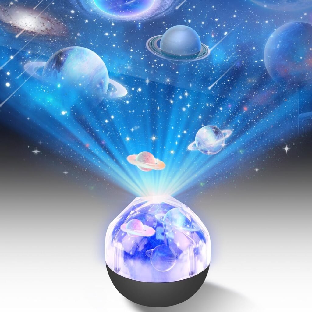 Projecteur Veilleuse Système Solaire pour Enfants Rotation à 360° + 5 Films Planètes – Univers Magique & Éveil Éducatif