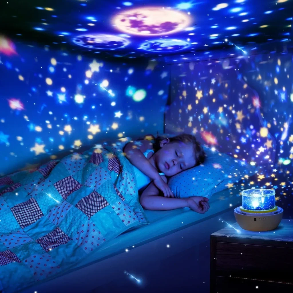 Projecteur Veilleuse Système Solaire pour Enfants Rotation à 360° + 5 Films Planètes – Univers Magique & Éveil Éducatif