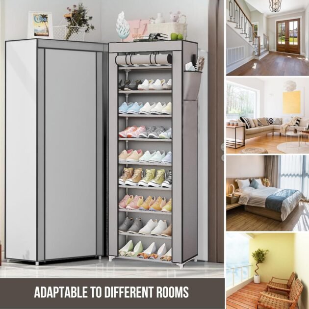 Étagère à chaussures à 10 niveaux avec couvercle anti-poussière – Organisation Maximale & Protection Totale