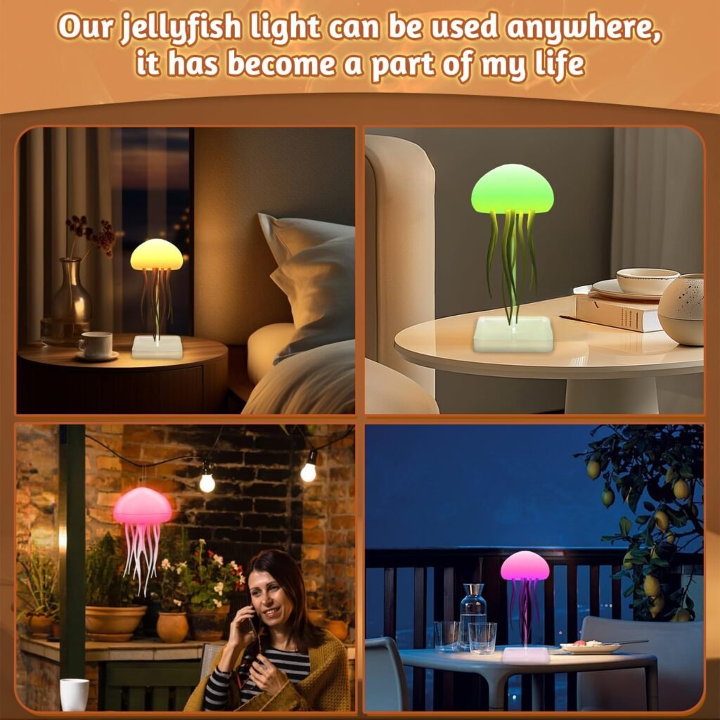 Lampe de chevet méduse à dégradé RGB avec tentacules animés – Ambiance Relaxante & Effet Marin Unique