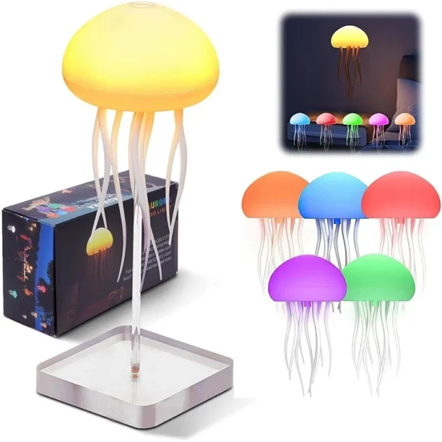 Lampe de chevet méduse à dégradé RGB avec tentacules animés – Ambiance Relaxante & Effet Marin Unique