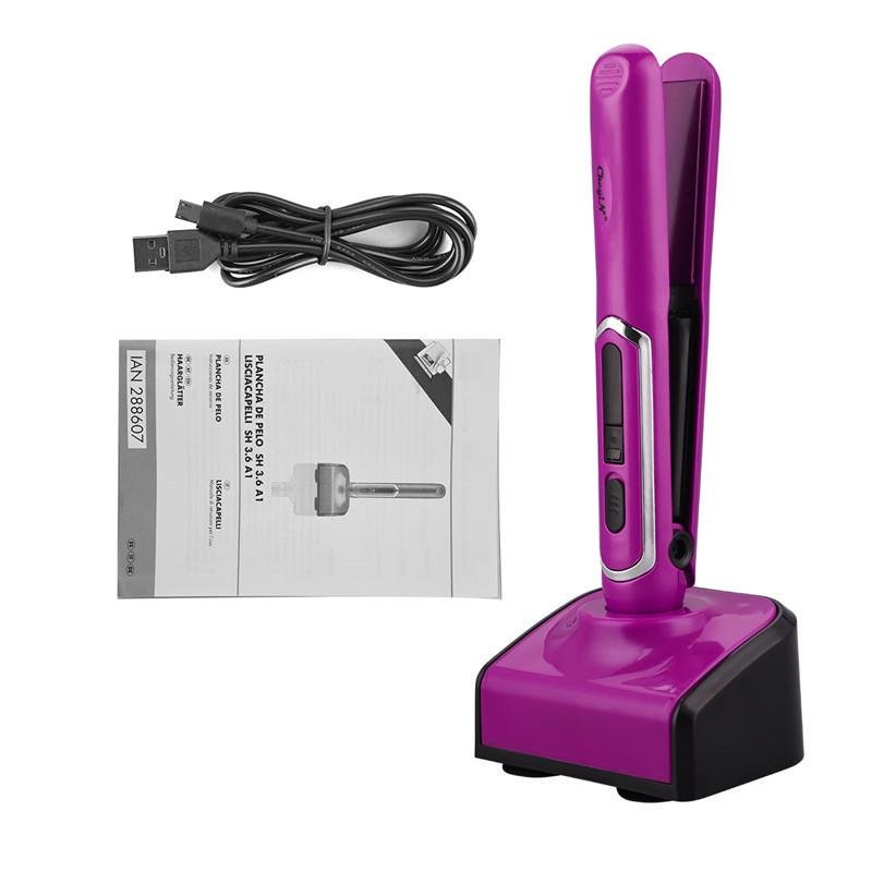 Mini Lisseur à cheveux rechargeable USB avec Base de Chargement – Coiffure Sans Fil & Résultat Parfait