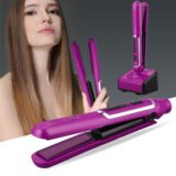 Mini Lisseur à cheveux rechargeable USB avec Base de Chargement – Coiffure Sans Fil & Résultat Parfait