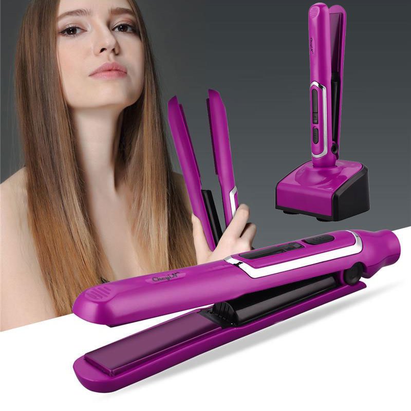 Mini Lisseur à cheveux rechargeable USB avec Base de Chargement – Coiffure Sans Fil & Résultat Parfait