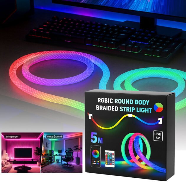Bande LED RGB tube 360° numérique 5m 16mm USB 5V App Control – Ambiance Néon Intelligente & Personnalisée