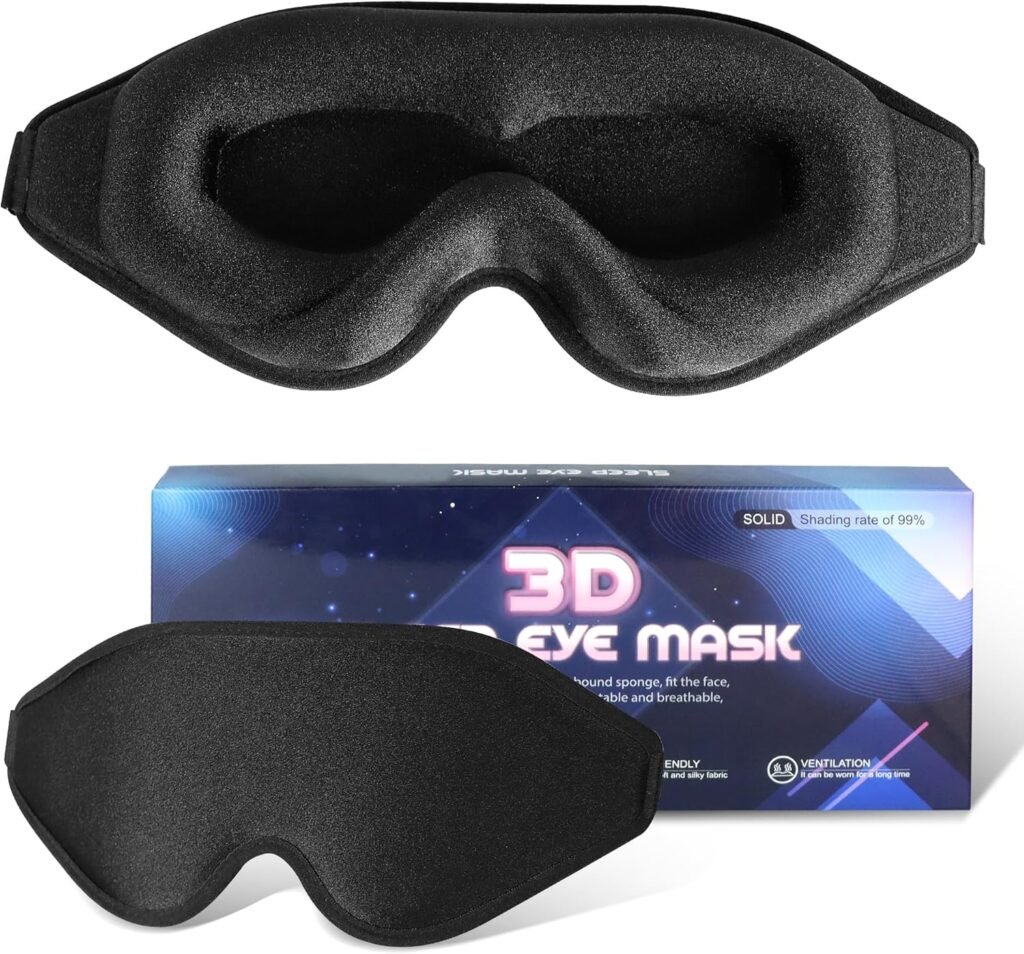 Masque de sommeil 3D ergonomique et profond amélioré avec sangle ajustable – Confort Absolu & Obscurité Totale