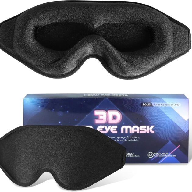 Masque de sommeil 3D ergonomique et profond amélioré avec sangle ajustable – Confort Absolu & Obscurité Totale