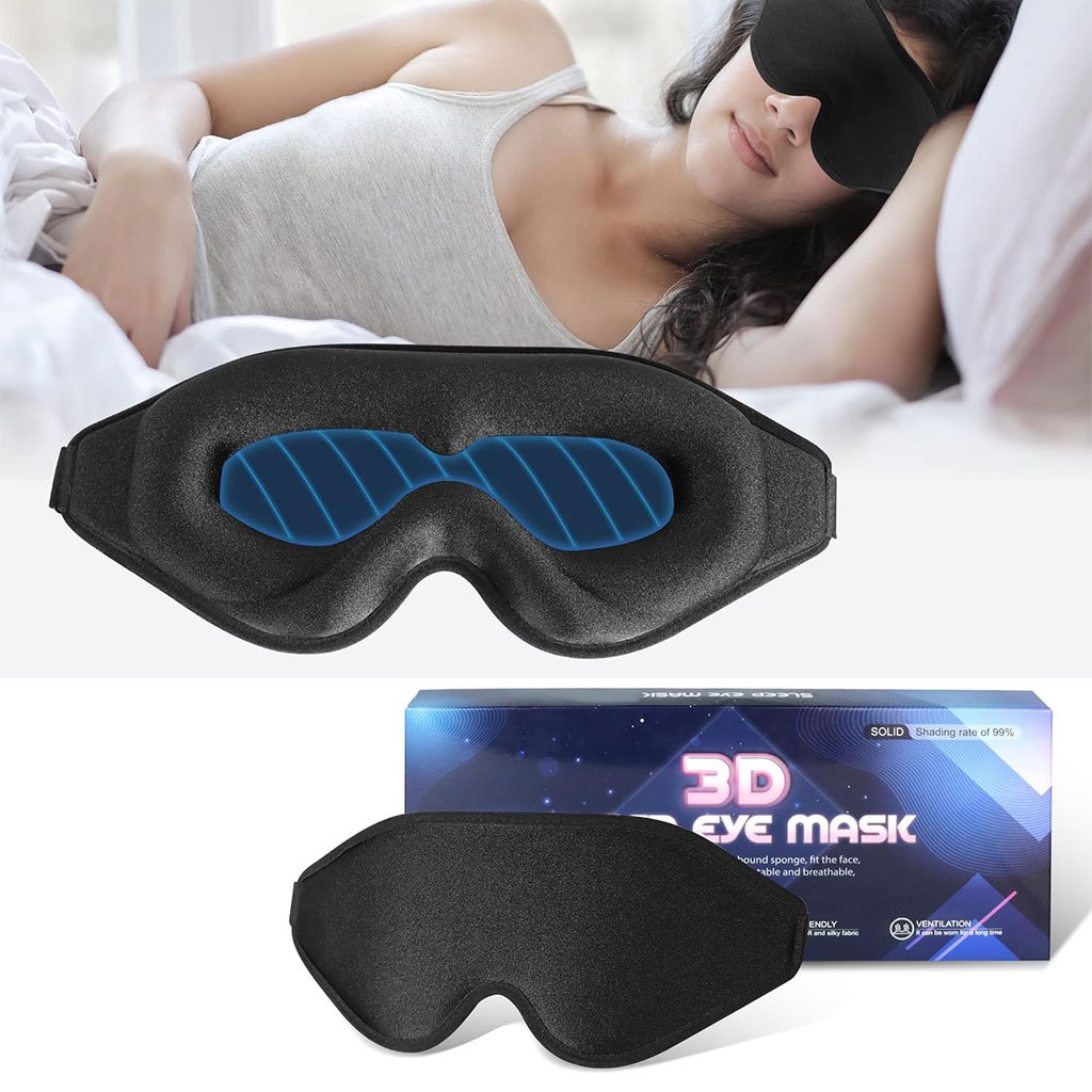 Masque de sommeil 3D ergonomique et profond amélioré avec sangle ajustable – Confort Absolu & Obscurité Totale