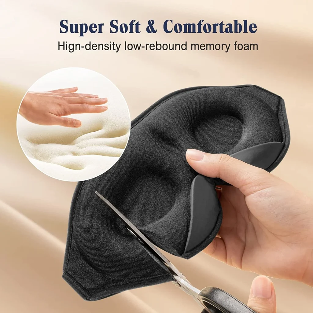 Masque de sommeil 3D ergonomique et profond amélioré avec sangle ajustable – Confort Absolu & Obscurité Totale