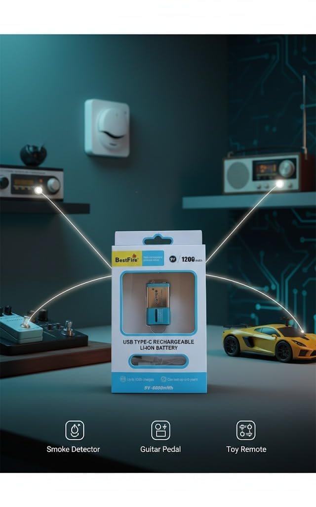 Pile Rechargeable USB Type-C 9V 1200mWh – Batterie Lithium Rechargeable