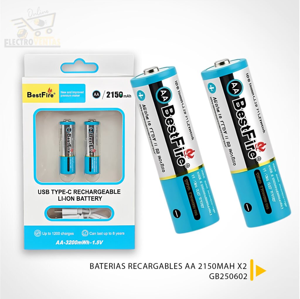 Pile Rechargeable USB Type-C AA 2150mAh – Batterie Lithium BestFire 3200mWh (1,5V)