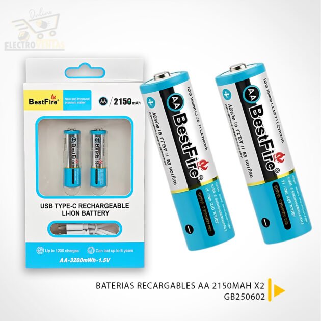Pile Rechargeable USB Type-C AA 2150mAh – Batterie Lithium BestFire 3200mWh (1,5V)