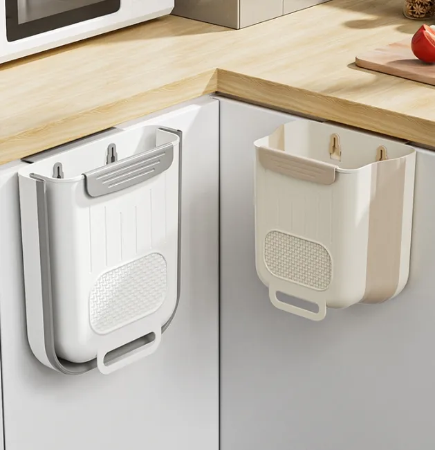 Poubelle de cuisine pliable et suspendue 7L avec distributeur de sacs – Gain de place intelligent