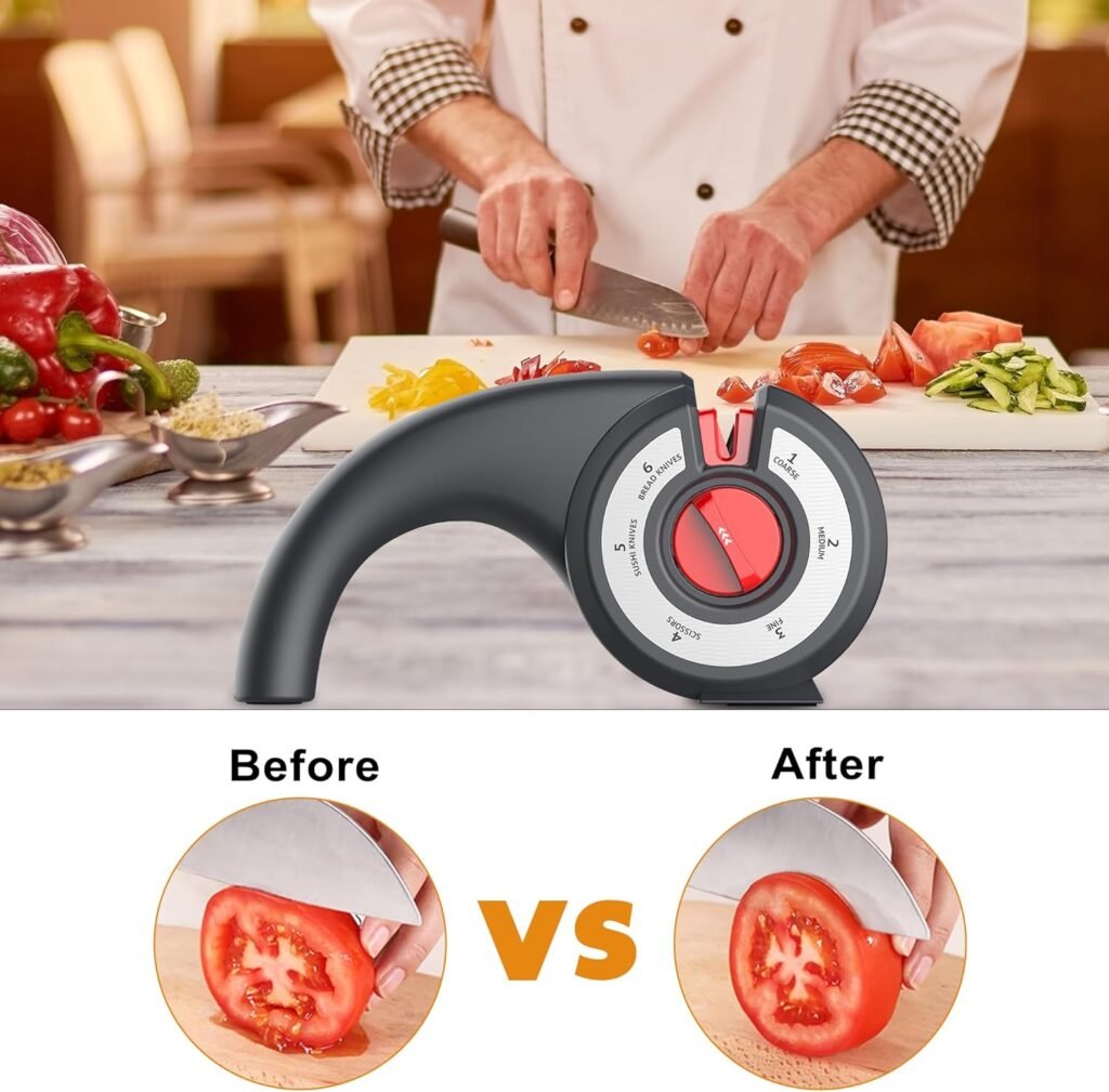 Aiguiseur de couteaux 6 en 1 avec angle réglable – Précision et performance en cuisine