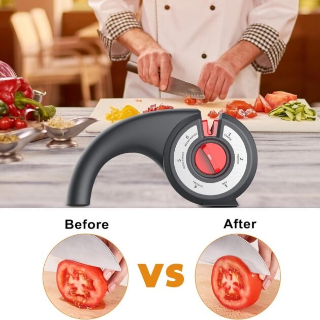 Aiguiseur de couteaux 6 en 1 avec angle réglable – Précision et performance en cuisine