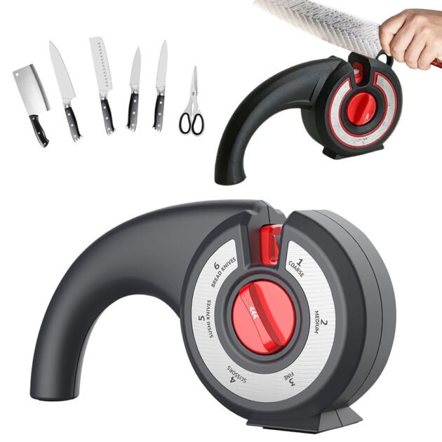 Aiguiseur de couteaux 6 en 1 avec angle réglable – Précision et performance en cuisine