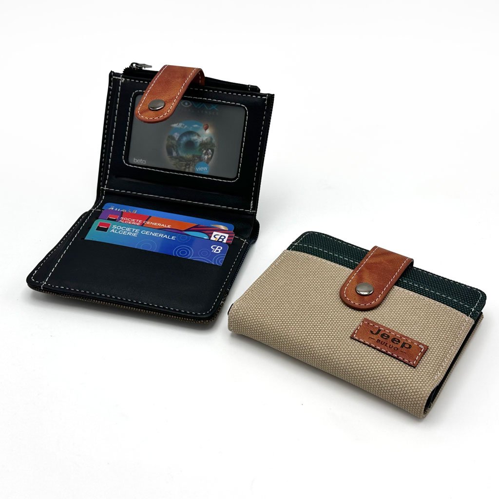 Portefeuille Jeep Homme (Tissu & Cuir) – Élégance Robuste pour un Usage Quotidien