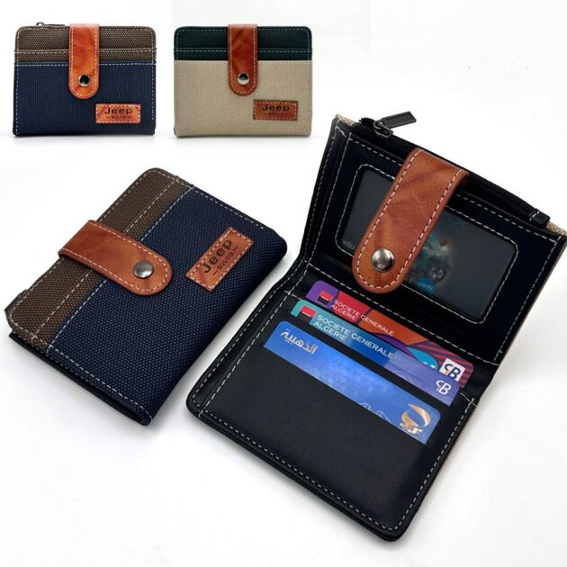Portefeuille Jeep Homme (Tissu & Cuir) – Élégance Robuste pour un Usage Quotidien