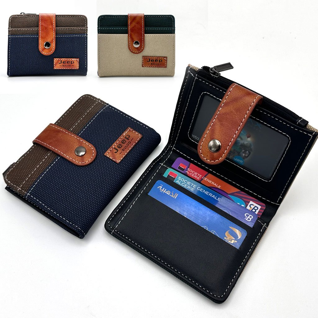 Portefeuille Jeep Homme (Tissu & Cuir) – Élégance Robuste pour un Usage Quotidien
