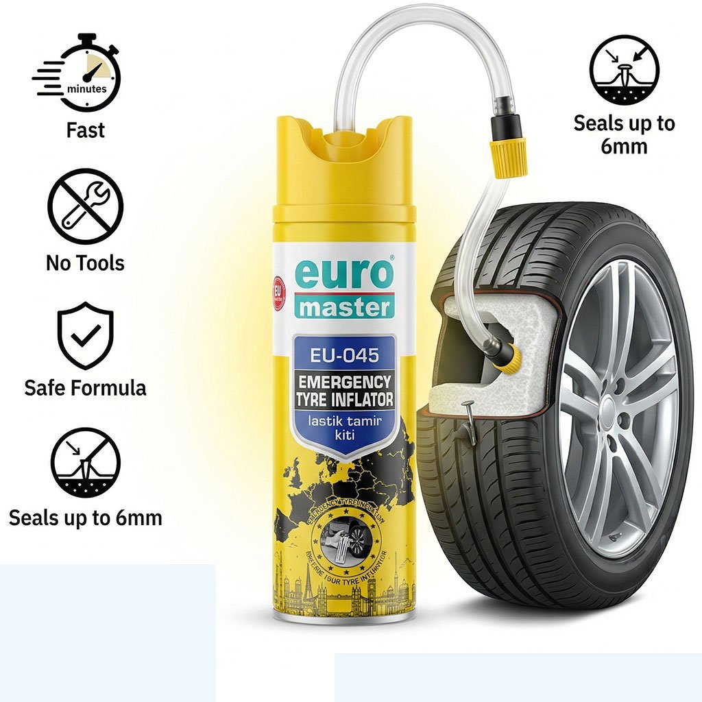 Euro Master EU-045 Emergency Tyre Inflator – Répare et gonfle vos pneus en urgence
