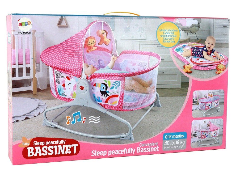 Bassinet bébé 2 en 1 avec balancement, tapis, sons et vibrations – Confort et sécurité totale