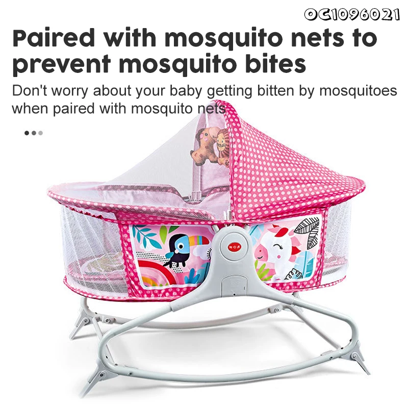 Bassinet bébé 2 en 1 avec balancement, tapis, sons et vibrations – Confort et sécurité totale