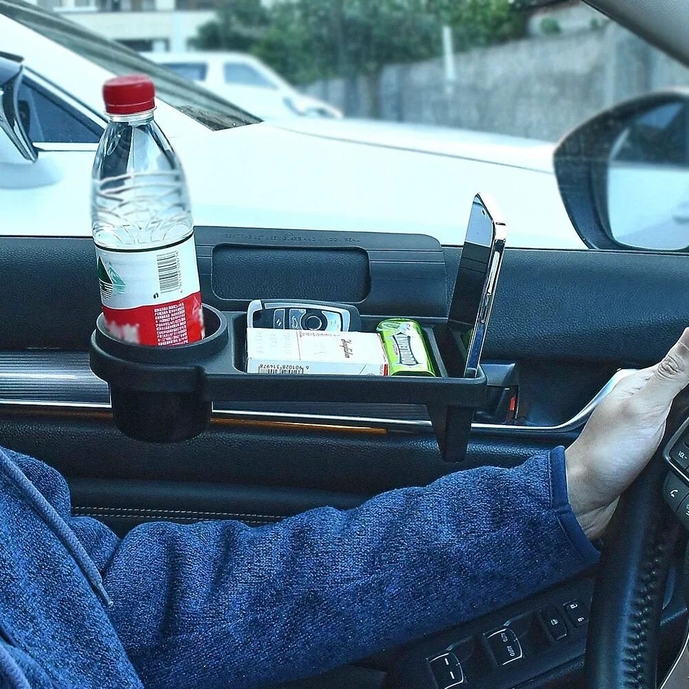 Porte-gobelet voiture 3 en 1 avec support téléphone et rangement latéral – Organisation pratique