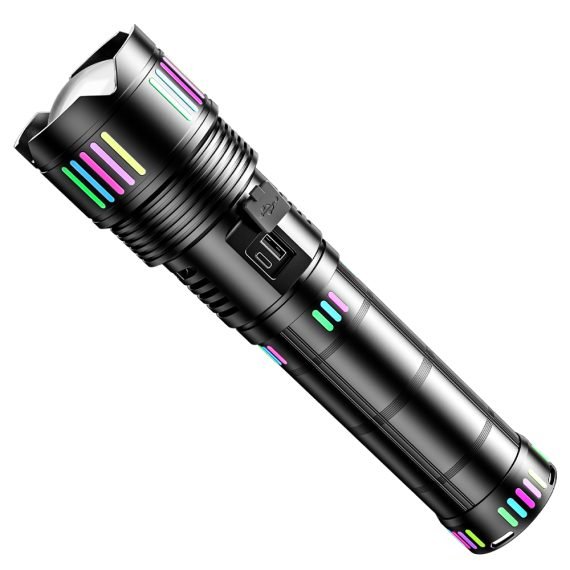 Lampe torche tactique ultra-puissante 2000 lumens – Portée 600m avec batterie haute capacité