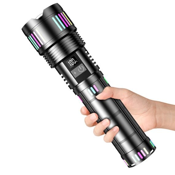 Lampe torche tactique ultra-puissante 2000 lumens – Portée 600m avec batterie haute capacité