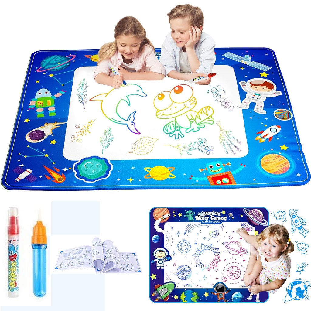 Tapis de dessin à eau réutilisable pour enfants avec zone éducative alphanumérique – Créativité sans saleté